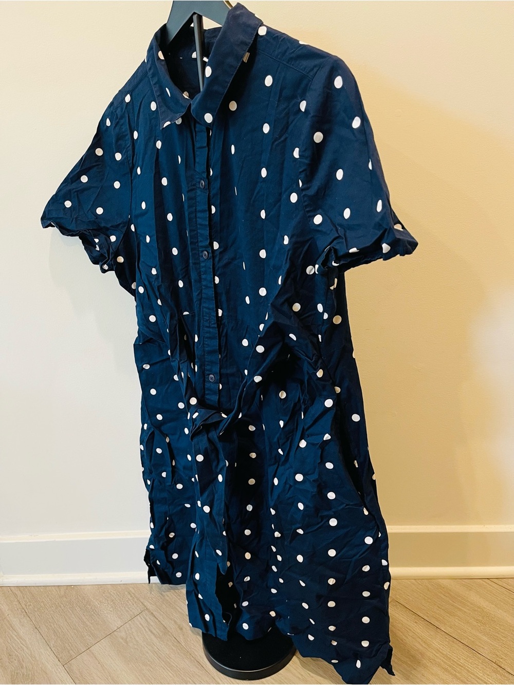 Old Navy Navy Blue Polka Dot Maternity Dress Size Large - Picture 3 of 9